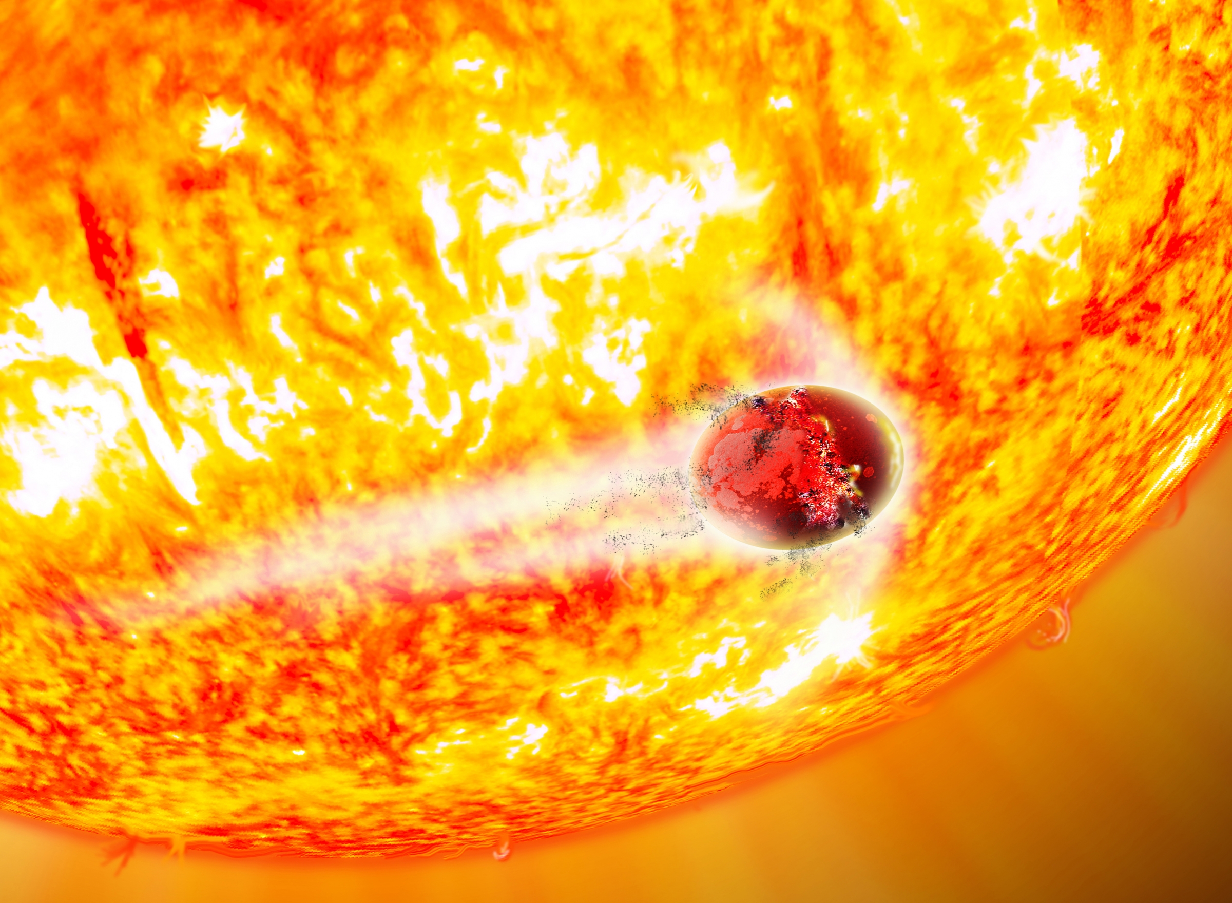 red firey object nearing collision