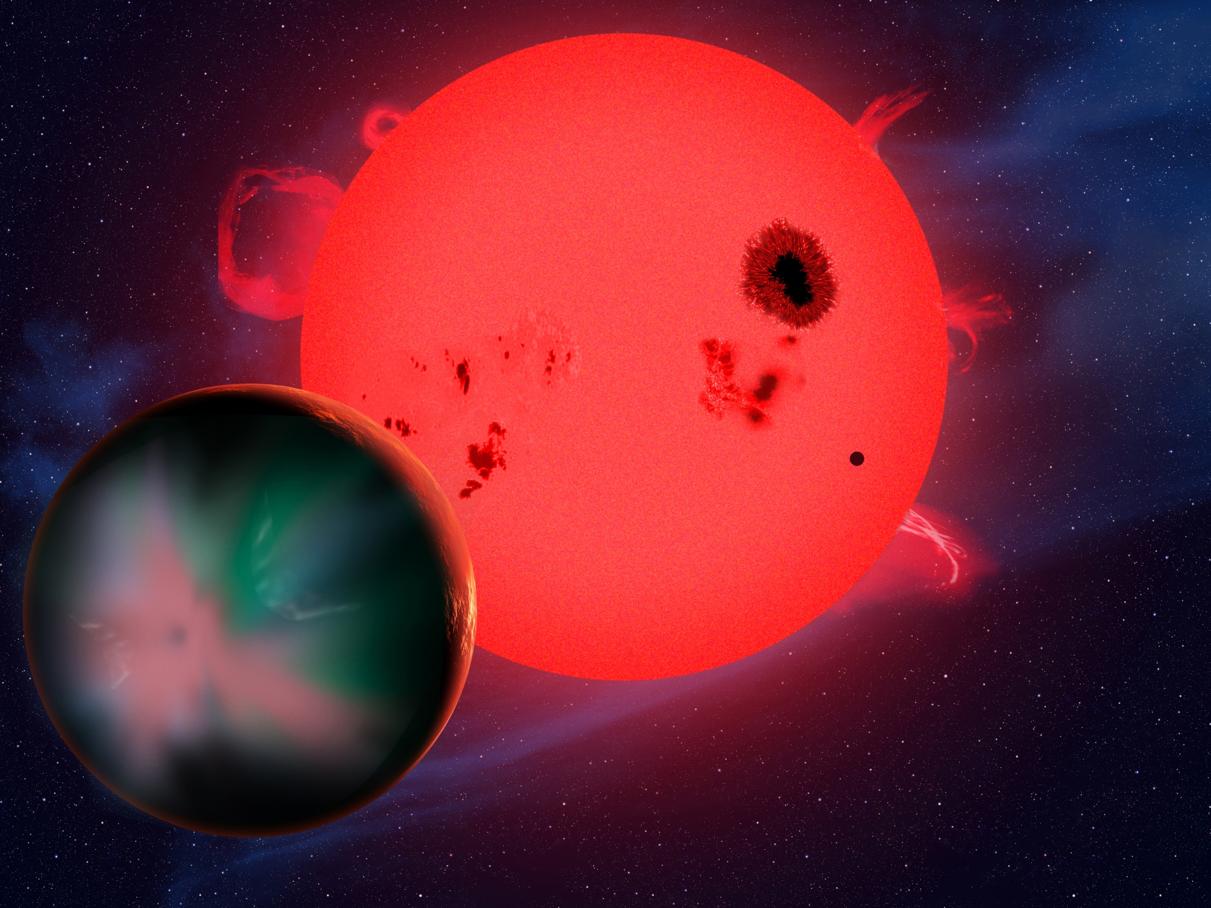 alien world orbiting a red dwarf star