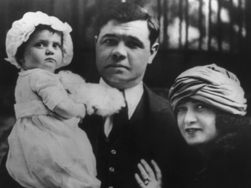 Babe Ruth and wife with child