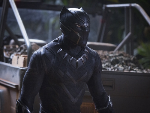 Digital film still of Chadwick Boseman in the Black Panther film