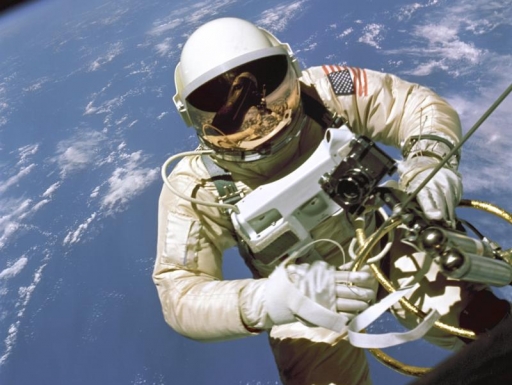 Astronaut Ed White during the First American Spacewalk 