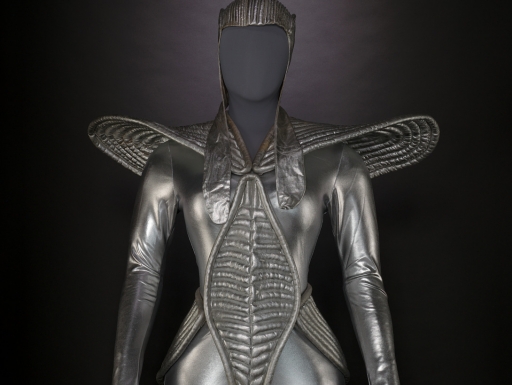 futuristic silver unitard