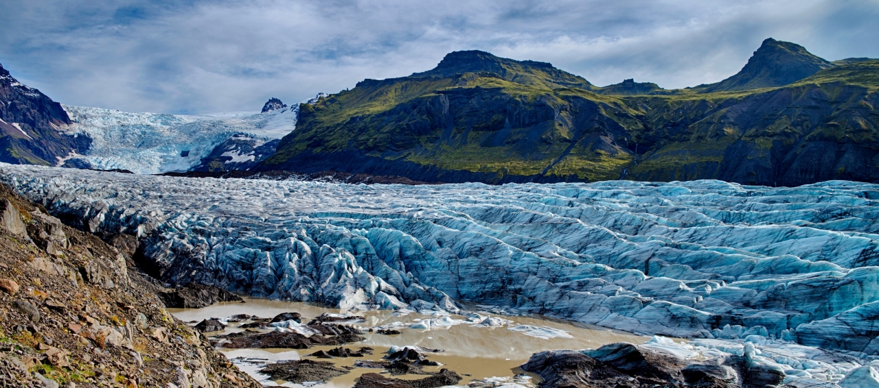 glacier and green mountain