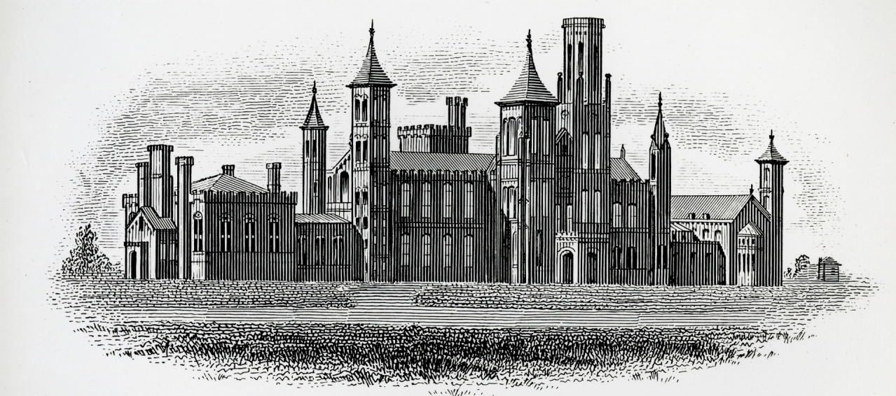 engraving of the Smithsonian Castle