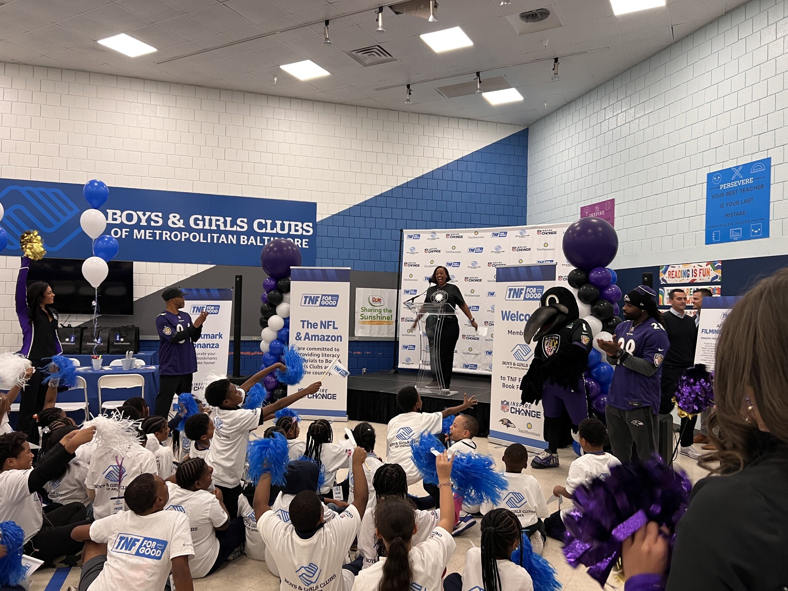 Photo: Pep rally in a Boys and Girls Club
